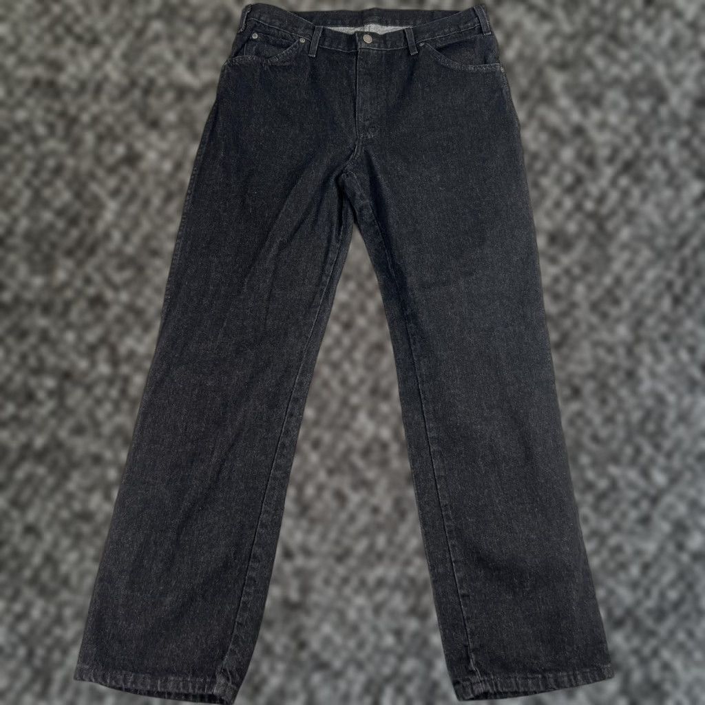 Dickies VINTAGE Dickies Jeans Mens 34x30 Regular Black Denim 5-Pocket Straight Fit Jeans 36x30 Inseam 30in Waist 36in Medium Rise Western Work Pants Mens Size US 34 / EU 50 - 1 Thumbnail