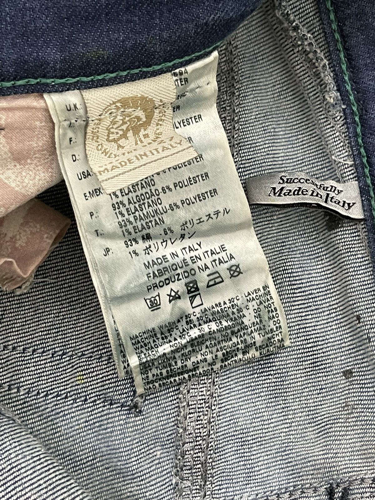 Diesel Skinny Jeans Diesel Gettleg Distress Paint Splash 6🟦2 Size US 29 - 24 Thumbnail