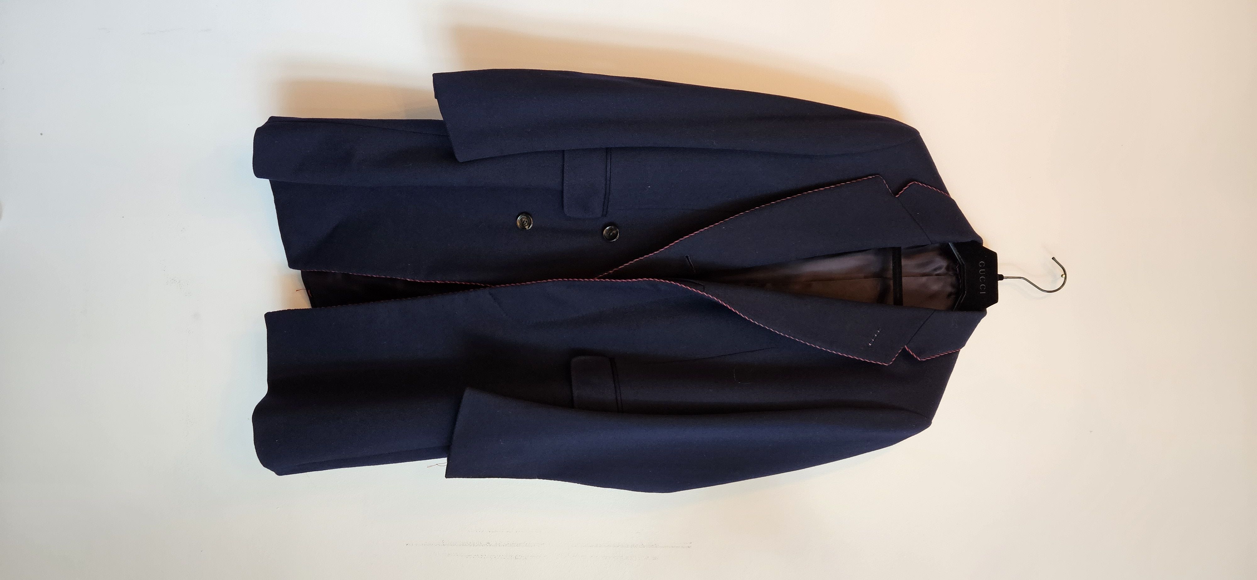 image of Gucci Sample Navy Officer Overcoat 46, Men's (Size Small)