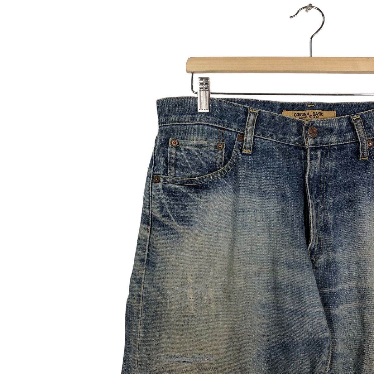 Japanese Brand 🔥90’s Vintage Distressed Denim Jeans Basic Straight S-003 Size US 34 / EU 50 - 6 Thumbnail