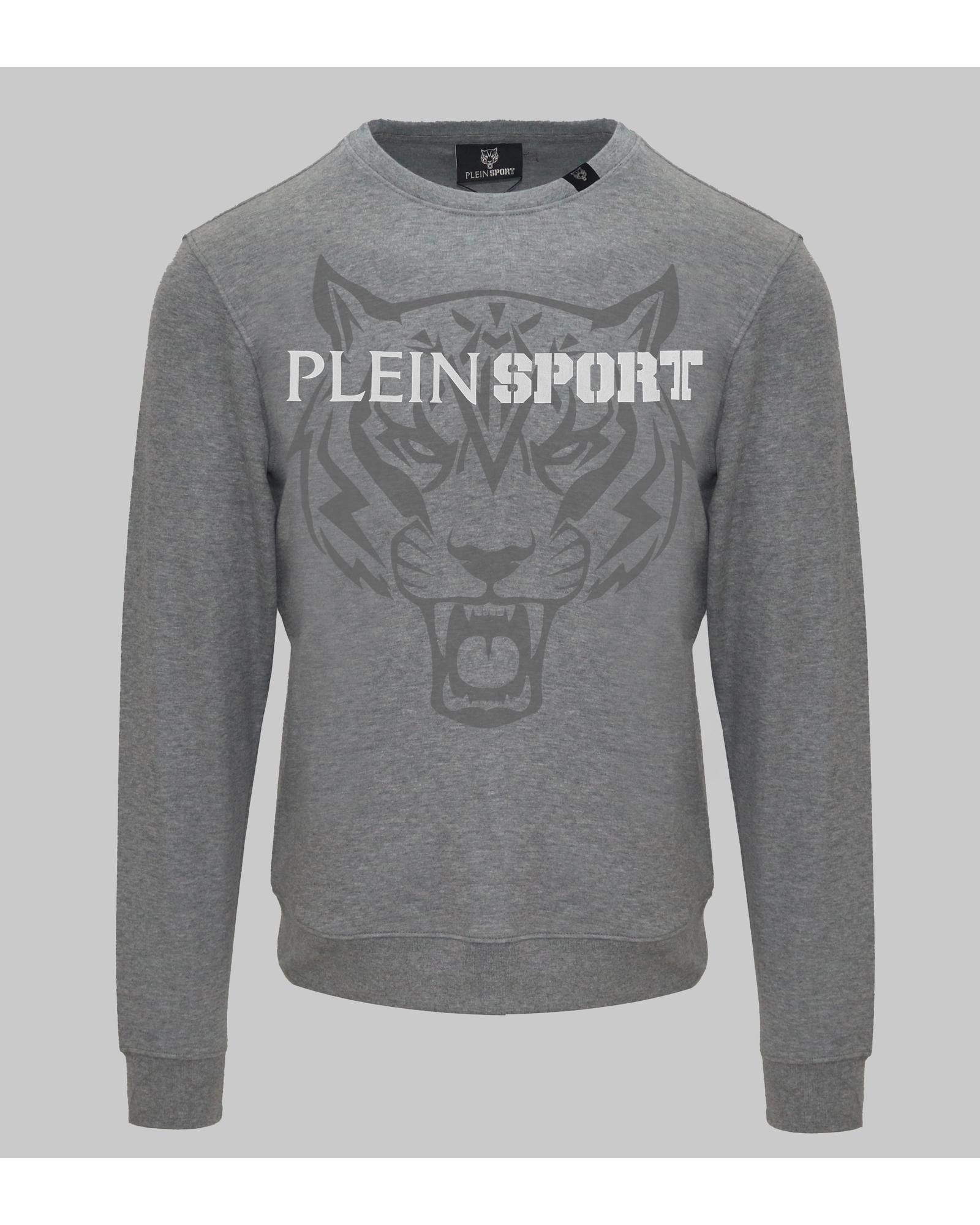 Image of Philipp Plein Solid Color Long Sleeve Sweatshirt in Grey, Men's (Size 2XL)