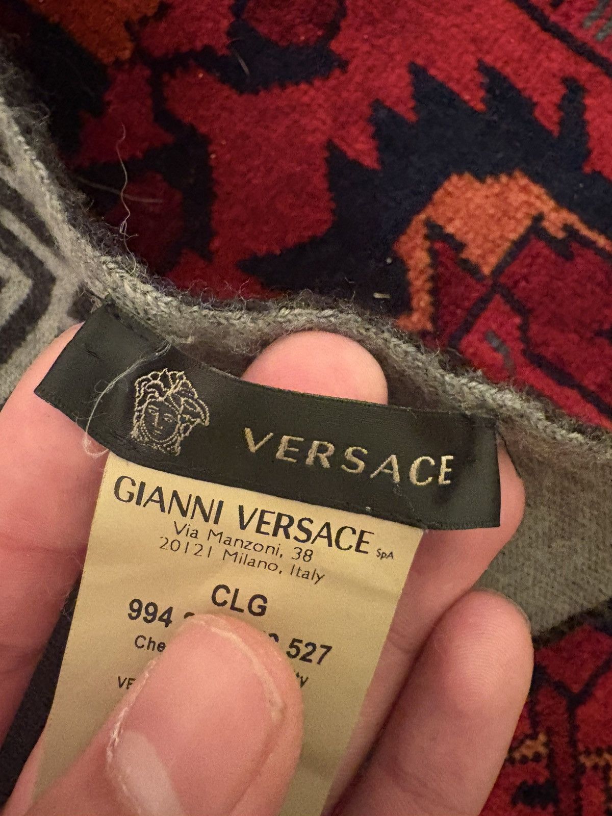 Versace Wool Black/Grey Versace Medusa Scarf Size ONE SIZE - 7 Thumbnail