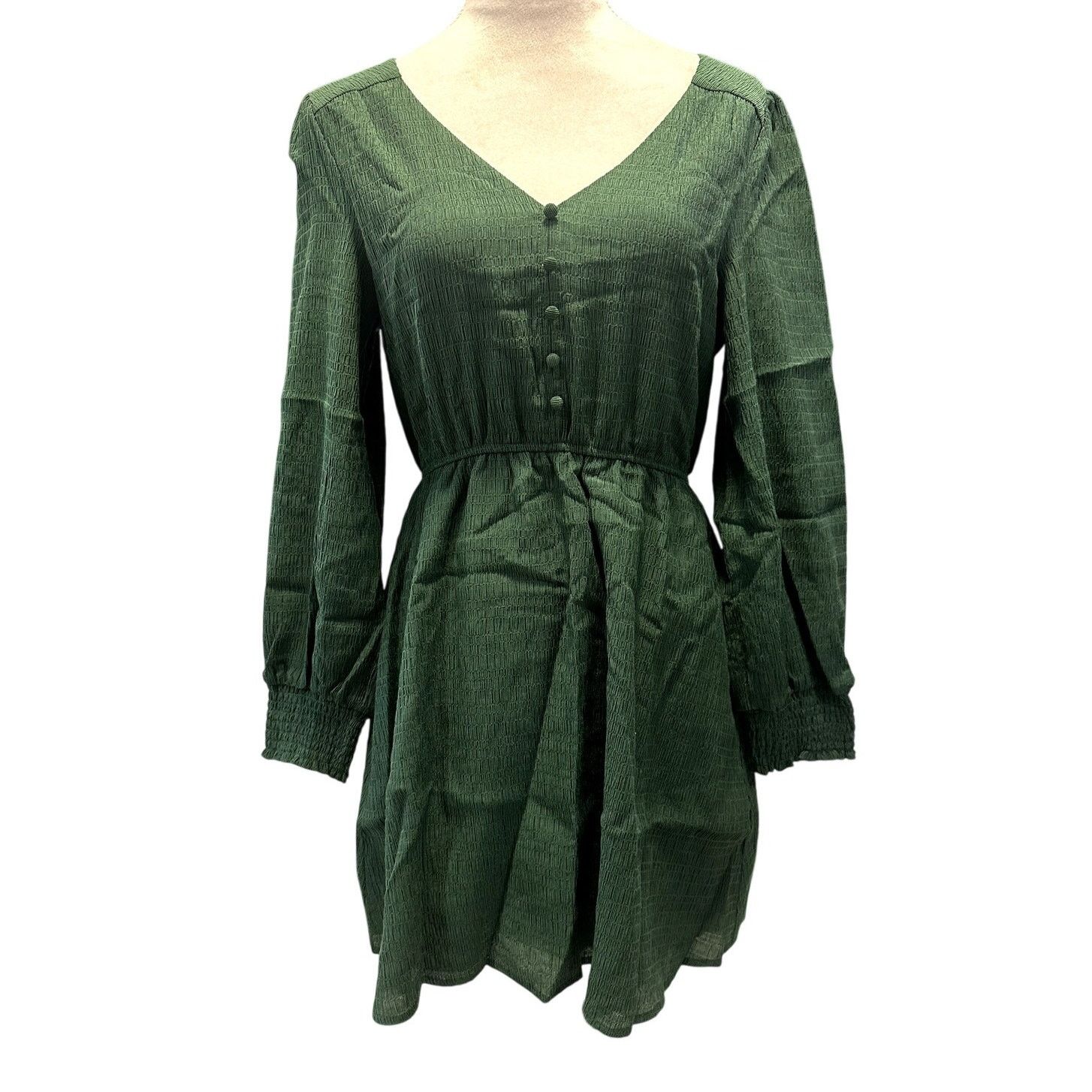 BB Dakota BB Dakota Forest Green Textured Long Sleeve Dress Boho SNWOT Size S / US 4 / IT 40 - 2 Thumbnail
