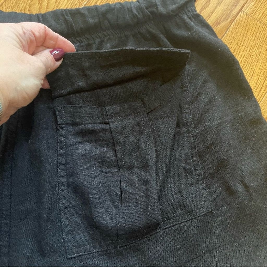 BLANKNYC BLANK NYC Black Linen Shorts front zipper pockets Sz 30 Size 42" / US 20 - 10 Thumbnail