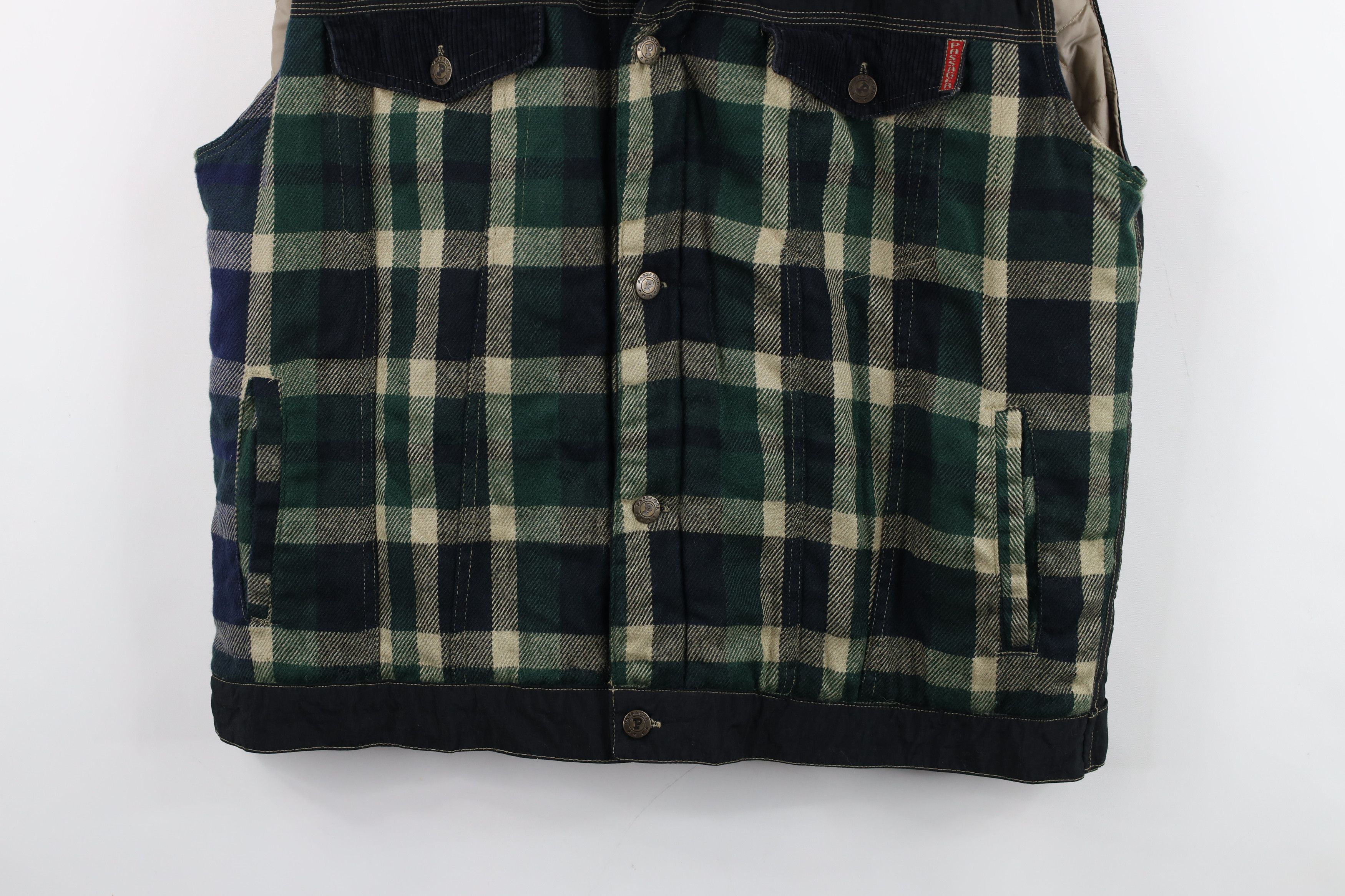 Vintage Vintage 90s Streetwear Flannel Corduroy Collar Vest Jacket Size US XL / EU 56 / 4 - 3 Thumbnail