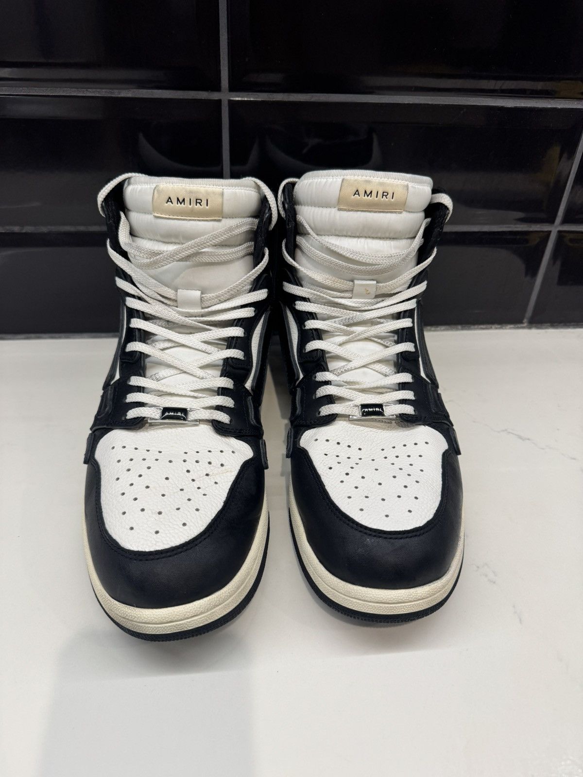 Amiri AMIRI Skel Top High Sneakers Black/White – Size 14 Size US 14 / EU 47 - 4 Thumbnail