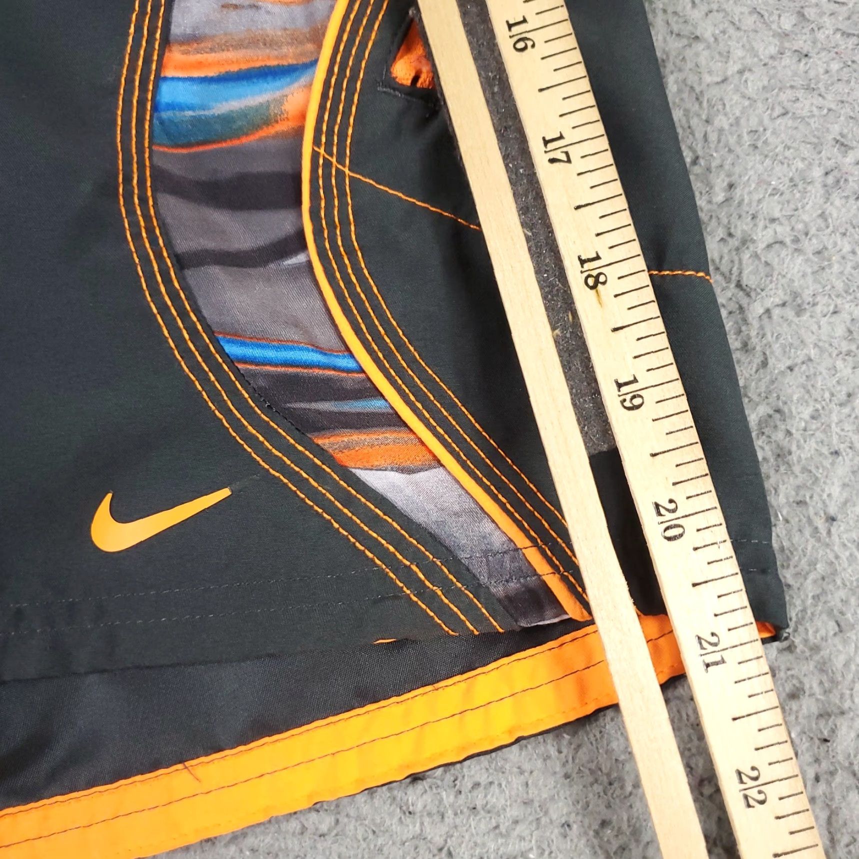 Nike Nike Shorts Mens 2XL Gray Orange Swoosh Lace Tie Beach Board Swim Trunks Size US 39 - 5 Thumbnail