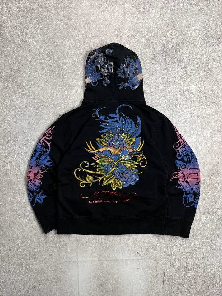 Ed Hardy × Vintage QUICK SALE⚡️VINTAGE ED HARDY TATOO STYLE BOXY ZIP HOODIE Y2K Size XL / US 12-14 / IT 48-50 - 2 Thumbnail