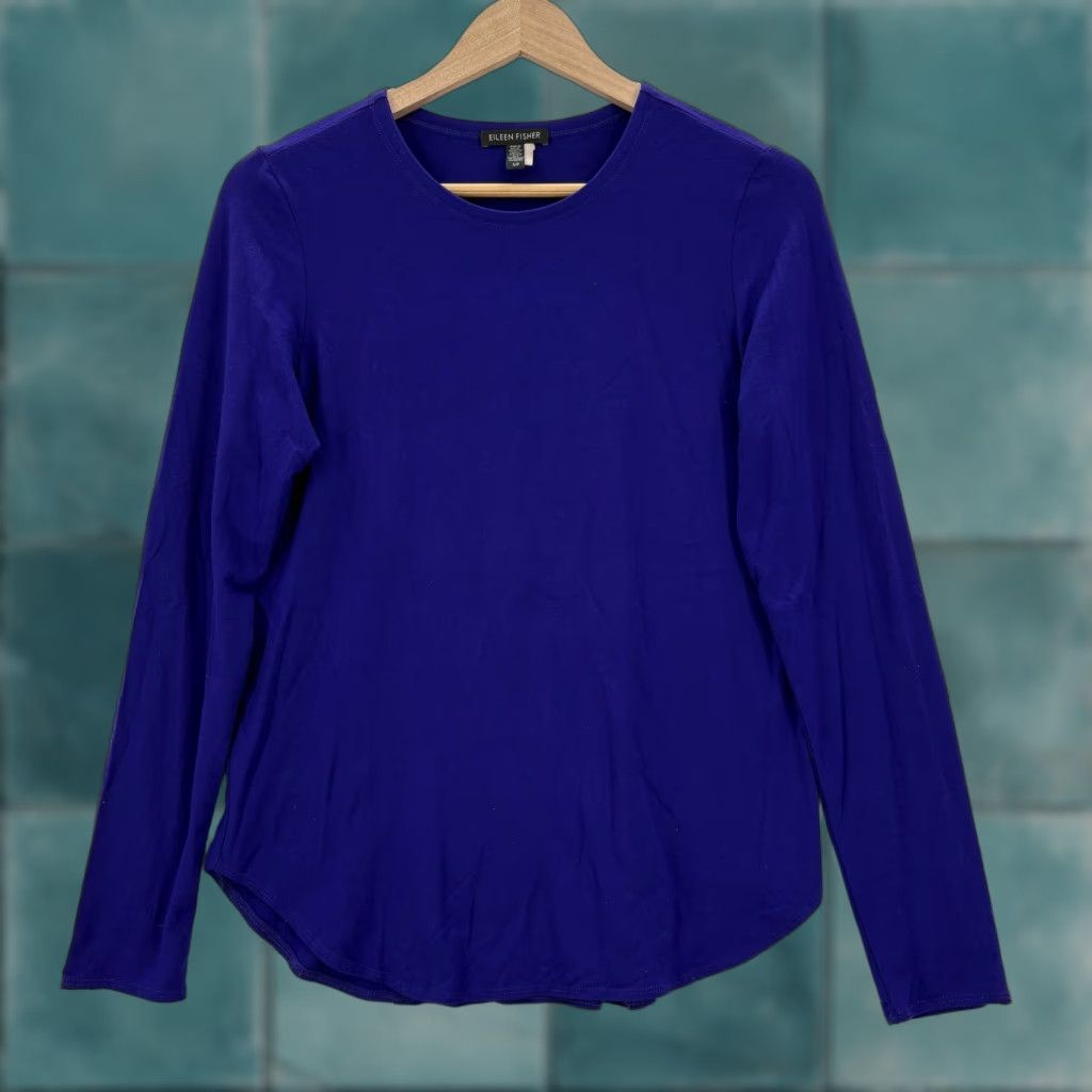 Eileen Fisher Eileen Fisher Shirt Womens Small Blue Long Sleeve Stretch Jersey Casual Pullover Size S / US 4 / IT 40 - 1 Thumbnail