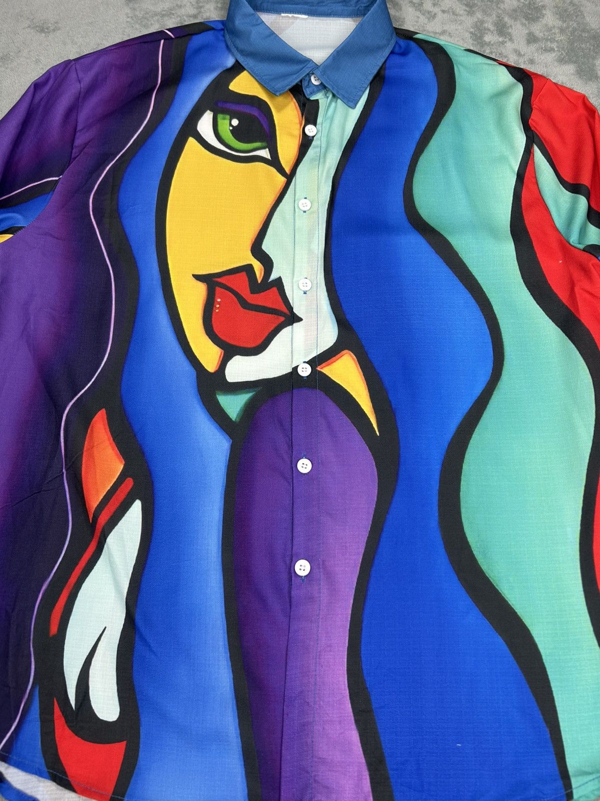 Vintage Vintage Abstract Face Portrait Button Down Shirt Size US XL / EU 56 / 4 - 2 Thumbnail