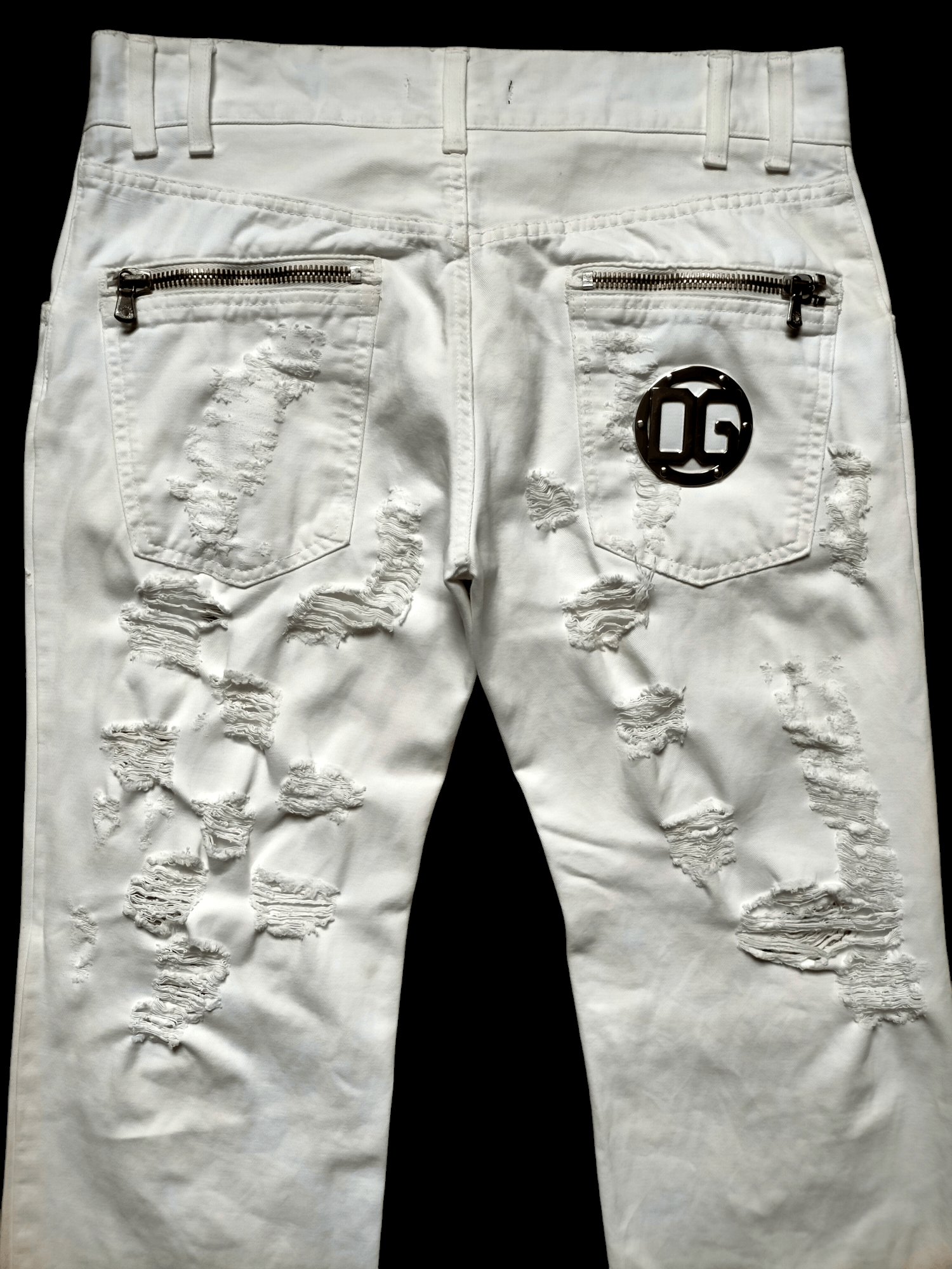 Dolce & Gabbana Dolce&Gabbana White Ripped Jeans 2005 Zipped Denim Size US 34 / EU 50 - 1 Thumbnail