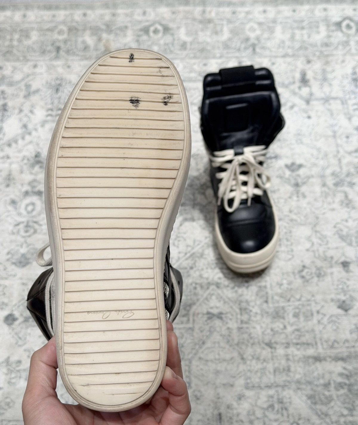Rick Owens Rick Owens Geobasket black and white high-top glossy cowhide Size US 6.5 / IT 36.5 - 7 Thumbnail