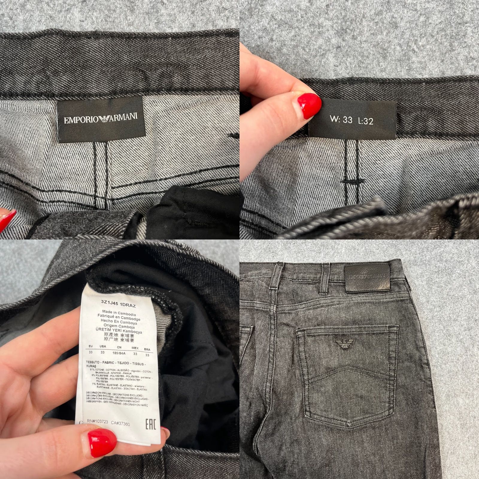 Emporio Armani Emporio Armani J45 Jeans Mens 32 Regular Straight Dark Wash Black Stretch Denim 5-Pocket GA GA Size US 32 / EU 48 - 8 Thumbnail