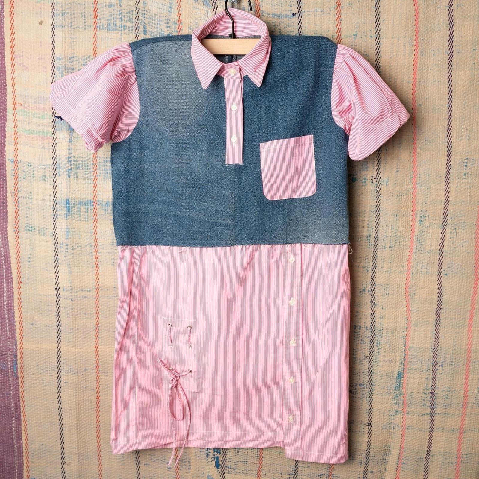 Other Custom reworked denim patchwork shirt / Hybrid Polo Top Size S / US 4 / IT 40 - 1 Thumbnail