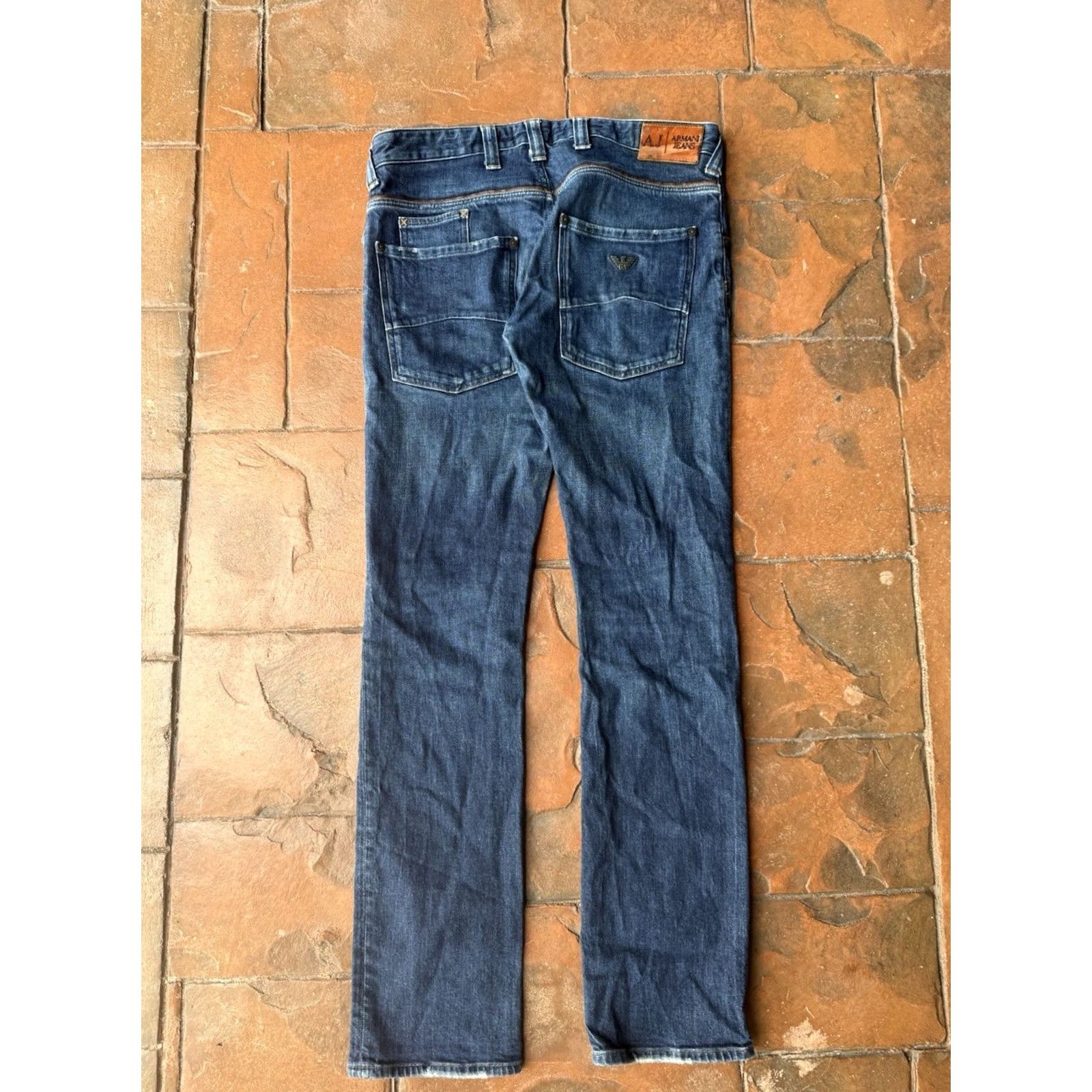 Vintage Armani Jeans Button Fly Jeans Mens 29 Dark Indigo Blue Straight Leg Slim Denim 5-Pocket Size US 34 / EU 50 - 2 Thumbnail