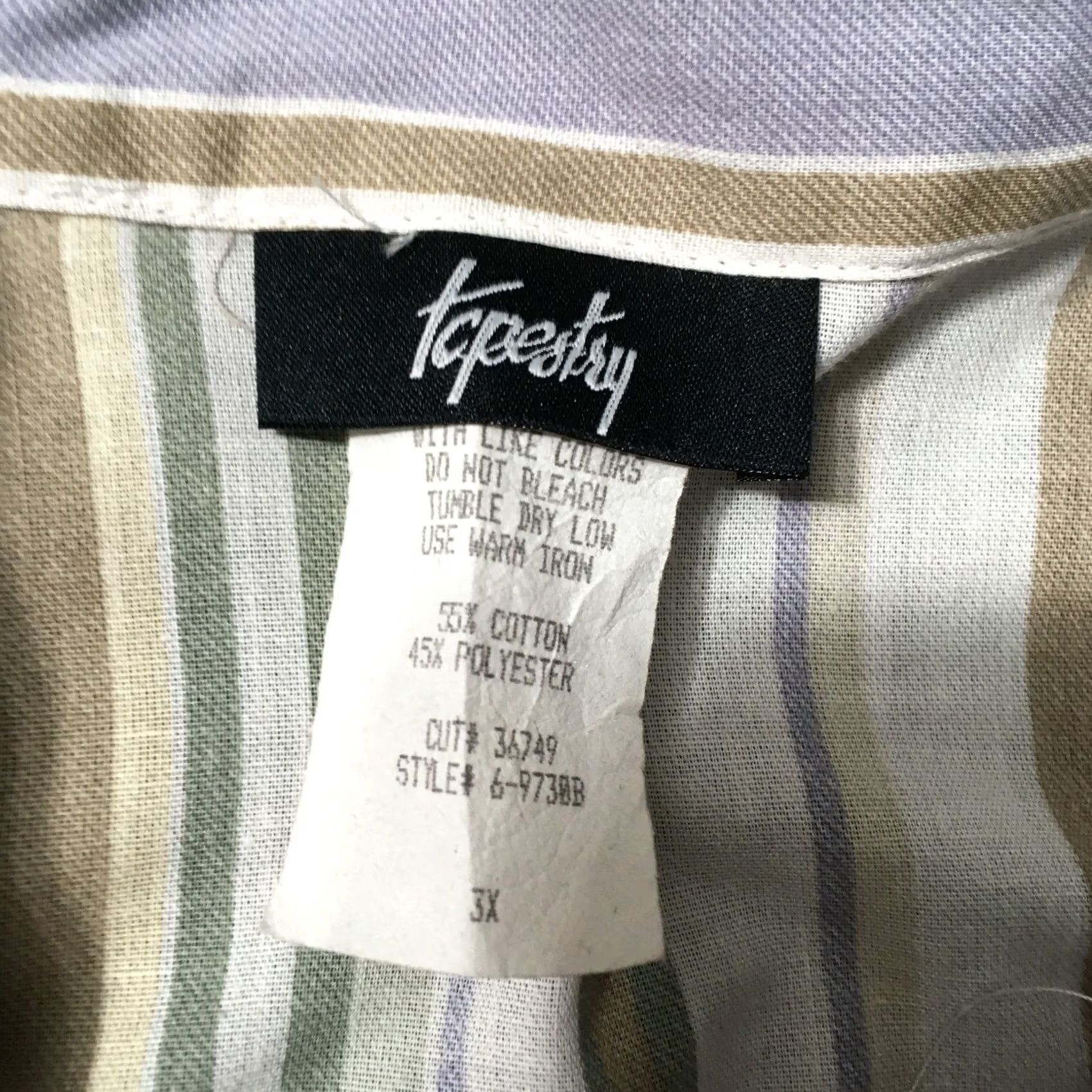 Vintage Tapestry Shirt Womens 3X Blue Floral Top Button Size Size XXL / US 16-18 / IT 52-54 - 3 Thumbnail