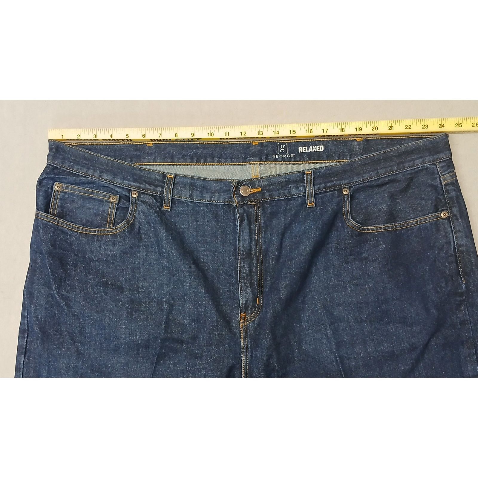 George George (50x30) Men's Straight Leg Relaxed Blue Denim Jeans Size US 34 / EU 50 - 3 Thumbnail