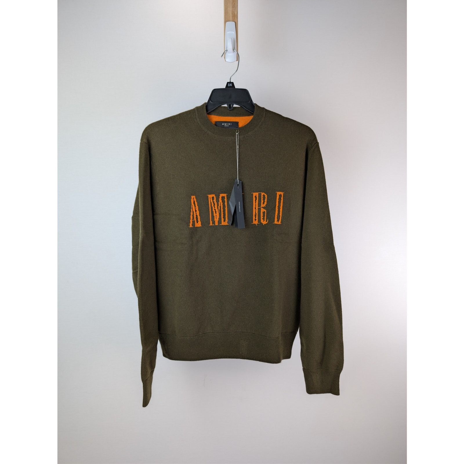 Amiri o1rshd1 Cut away Logo Crewneck Sweatshirt Military/Nastrium Size US M / EU 48-50 / 2 - 1 Thumbnail