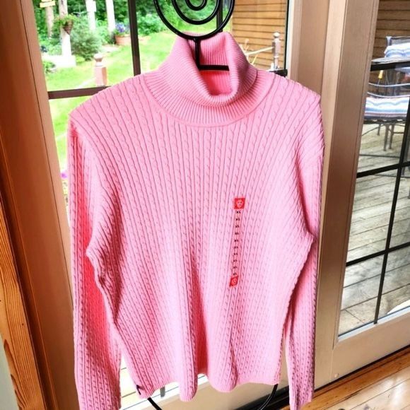 Vintage Anne Klein Sport Stretch Pink Turtleneck Long Sleeve Sz. XL Size XL / US 12-14 / IT 48-50 - 1 Thumbnail