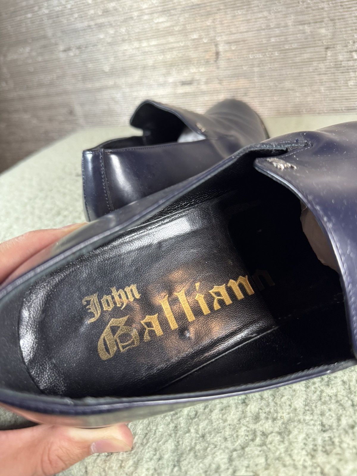 John Galliano John Galliano Navy Blur Leather Flats Size US 10 / EU 43 - 8 Thumbnail