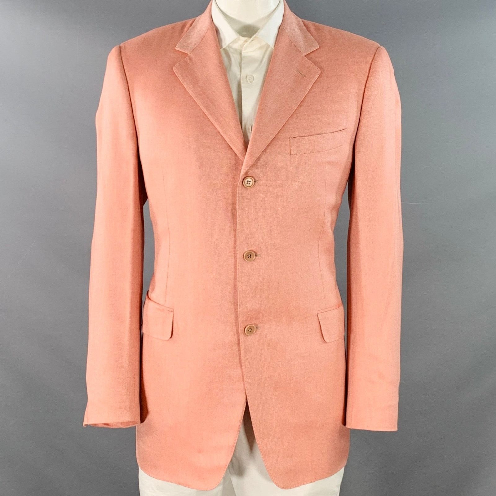 Long Pink Bamboo Rayon Single Breasted Three Button Sport