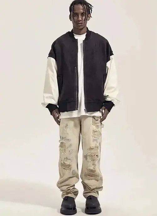 Jean Beige Paint Splatter Distressed Denim Jeans y2k Size US 30 / EU 46 - 3 Thumbnail