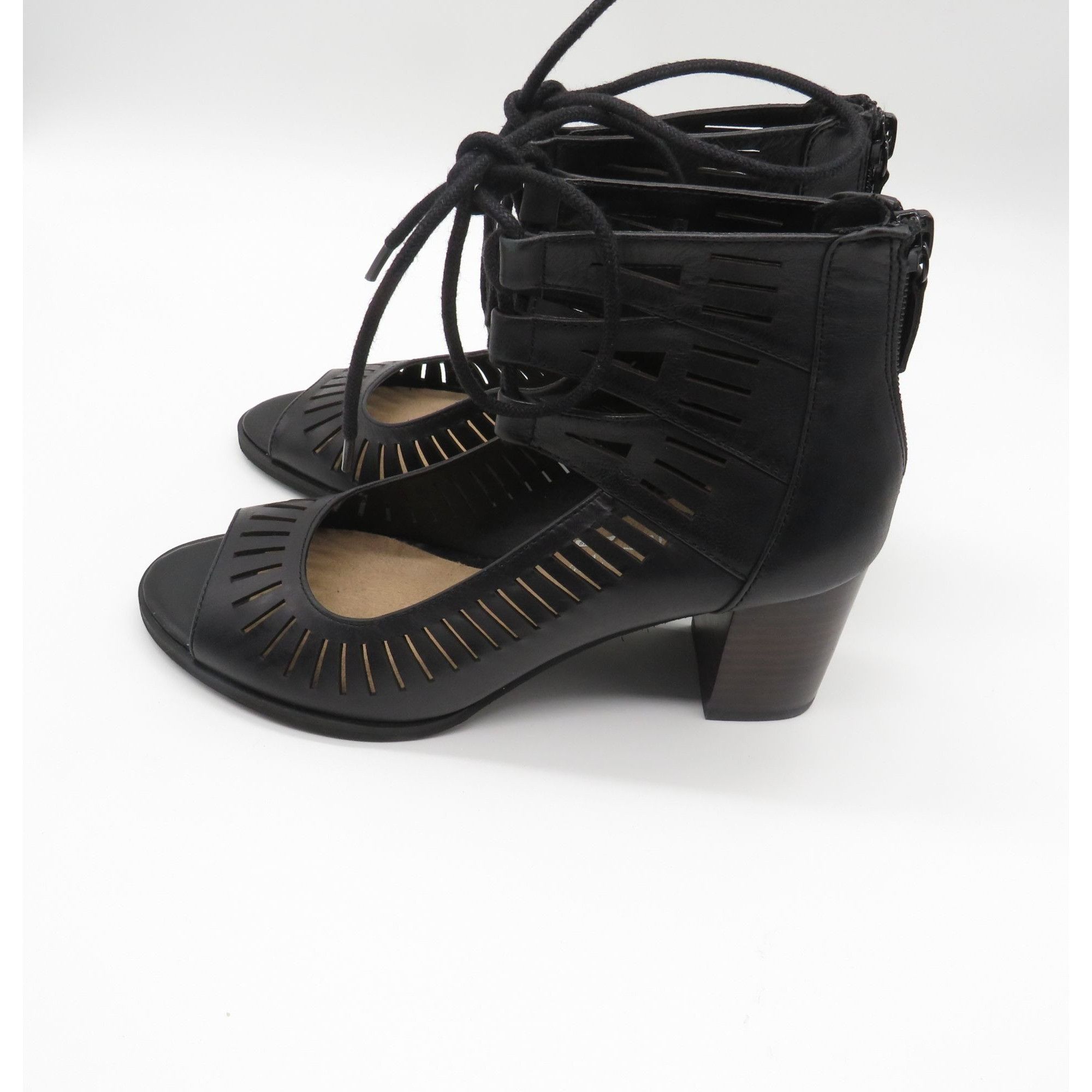 Other Bella Vita Keaton Black Leather Lace-Up Heeled Sandals Size Size US 6.5 / IT 36.5 - 3 Thumbnail
