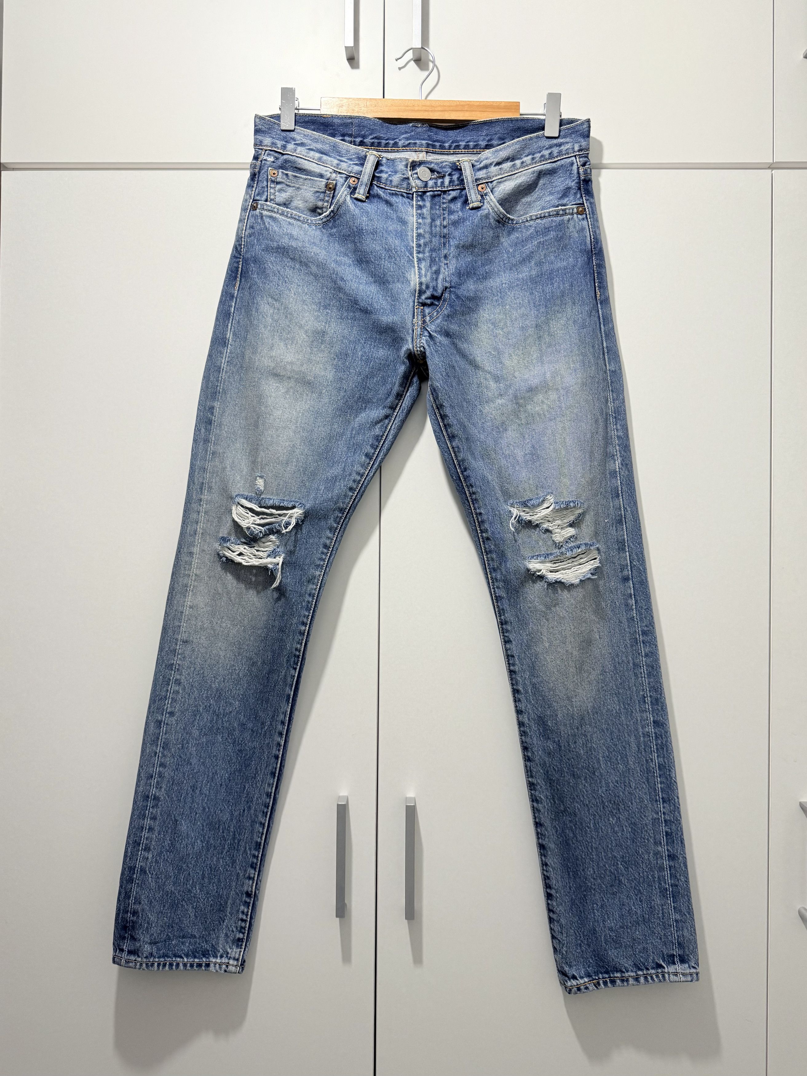 Levi's Levi's 511 Selvedge Distressed Blue Denim Jeans W31 L30 Size US 31 - 2 Thumbnail