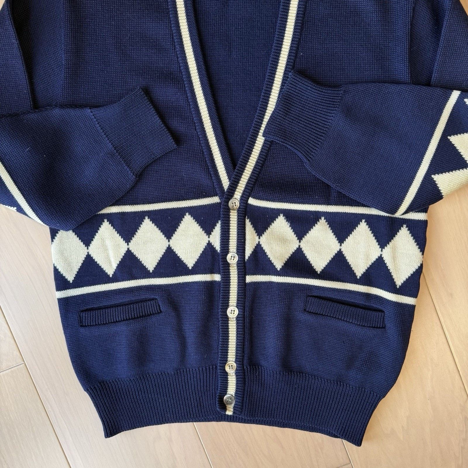 Other Vintage Pebble Beach Cardigan M Blue Wool Argyle Diamond 80s Size US M / EU 48-50 / 2 - 6 Thumbnail