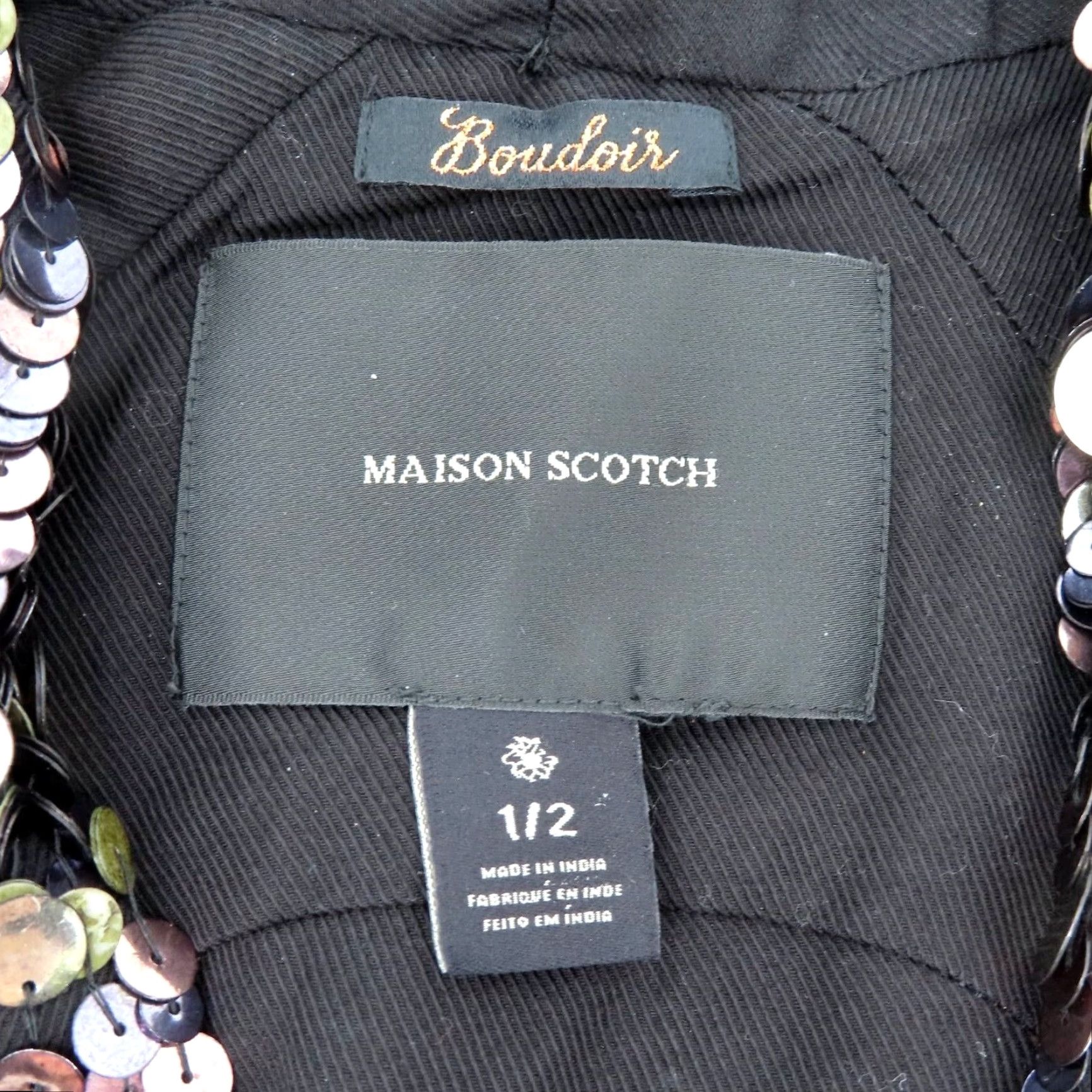 Maison Scotch VINTAGE: No — Maison Scotch Boudoir Women 2 Metallic Sequin Front Black Sleeveless Vest Top Blouse Sleeveless Sequin Woman 2 Black Modern Fashion Size XS / US 0-2 / IT 36-38 - 7 Thumbnail