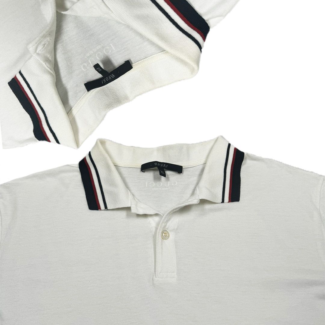 Gucci Gucci - Navy and Red Cuffed Polo Shirt - White - XL Size US XL / EU 56 / 4 - 4 Thumbnail