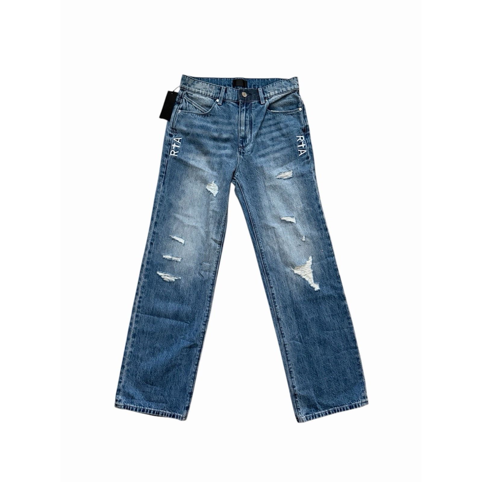 RtA Mens Jonas Distressed Straight Jeans Blue Size 32/32