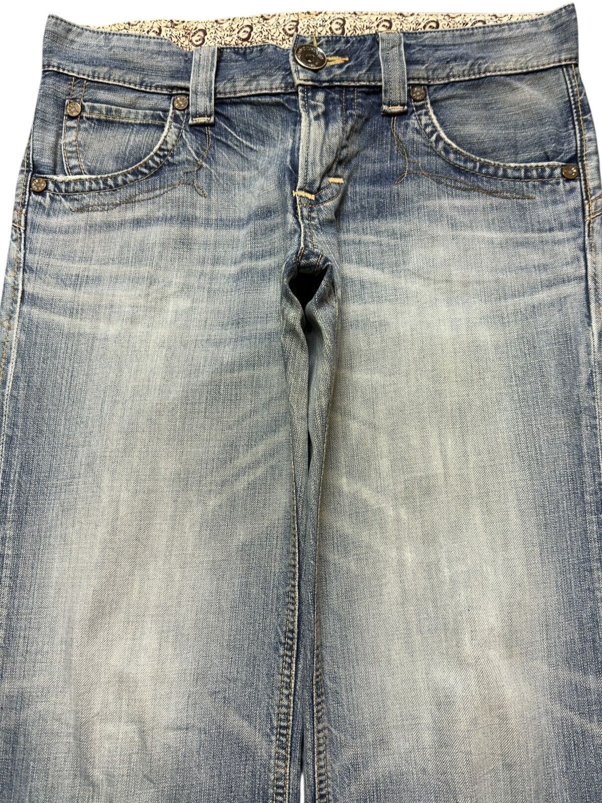 Edwin Vintage Edwin 503 Bluetrip Buckle Back Faded Denim Size US 33 - 2 Thumbnail