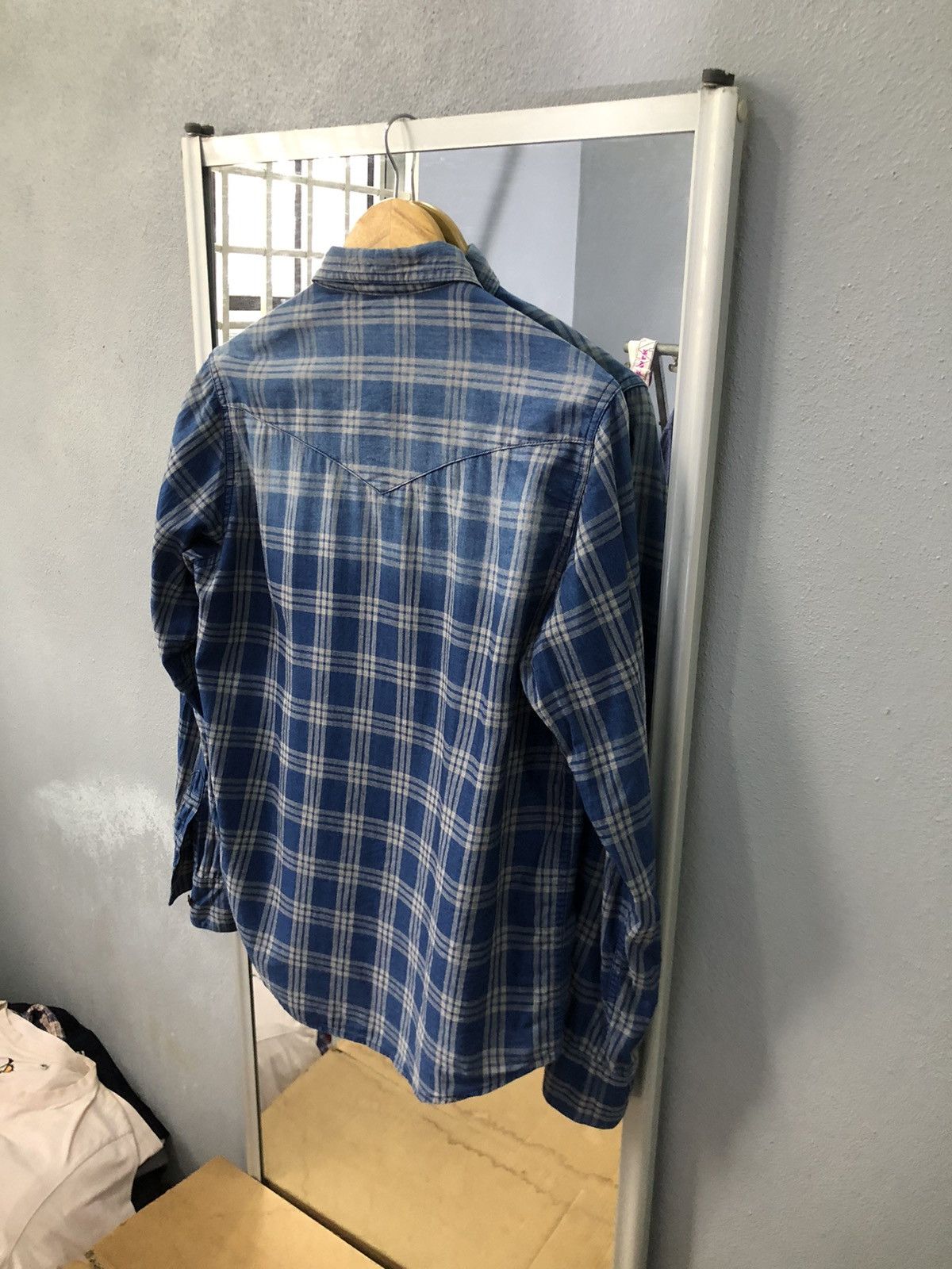 Japanese Brand × Vintage Sevendays sunday blue check distressed button ups Size US S / EU 44-46 / 1 - 9 Thumbnail
