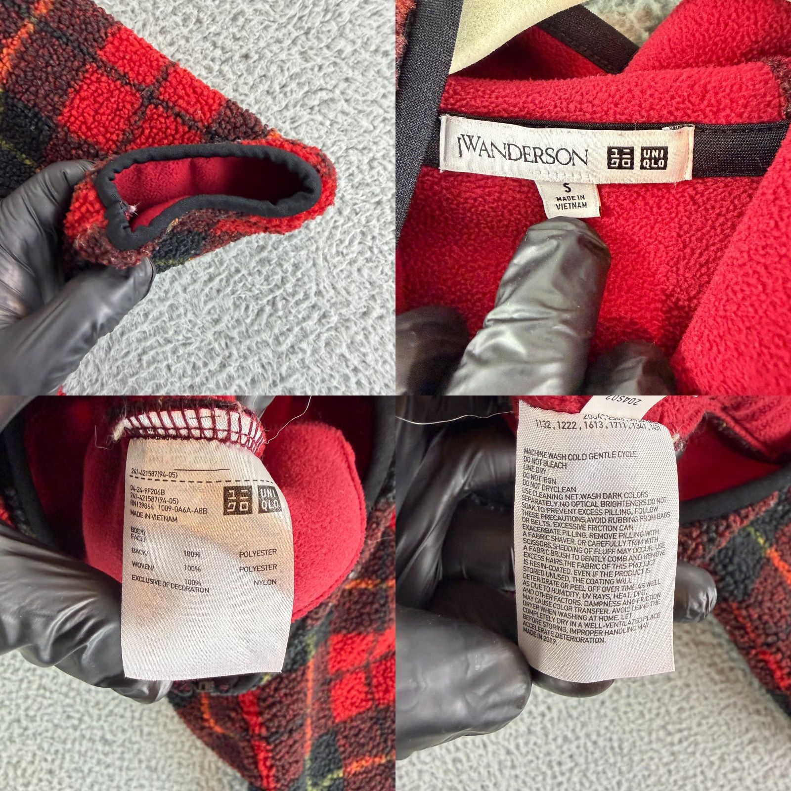 Uniqlo Uniqlo JW Anderson Fleece Jacket Womens Small Red Plaid Full Zip Hooded LS Size S / US 4 / IT 40 - 8 Thumbnail