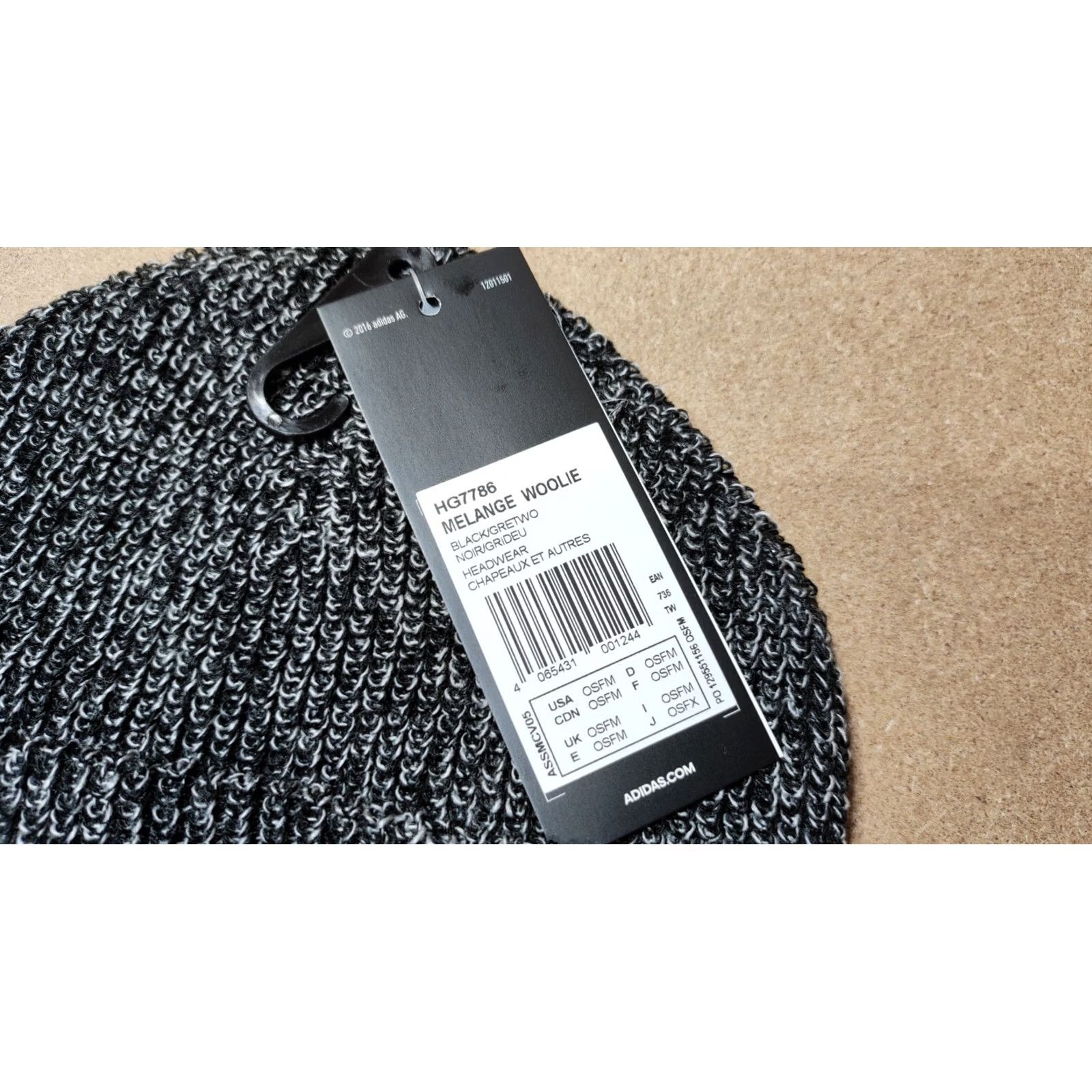 Adidas Adidas Beanie Hat One Size MELANGE WOOLIE 2022 Black & Gray Unisex Adults Knit Woolie Beanie Size ONE SIZE - 5 Thumbnail