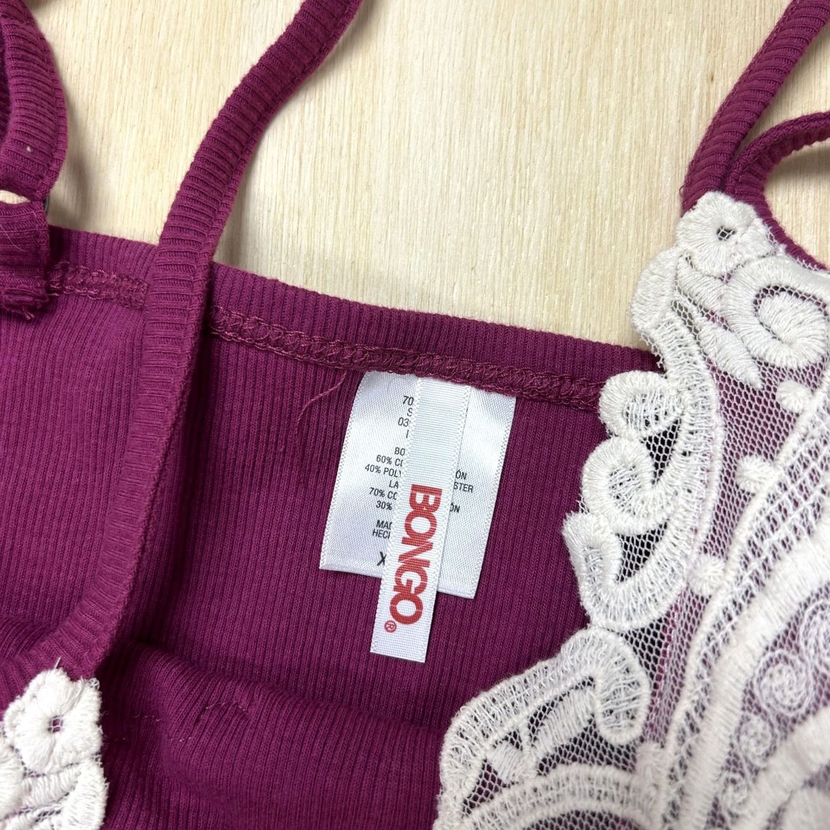 Vintage Y2K Bongo Tank Top Womens XL Purple Lace Trim Cami Camisole Strappy Shirt Size XL / US 12-14 / IT 48-50 - 5 Thumbnail