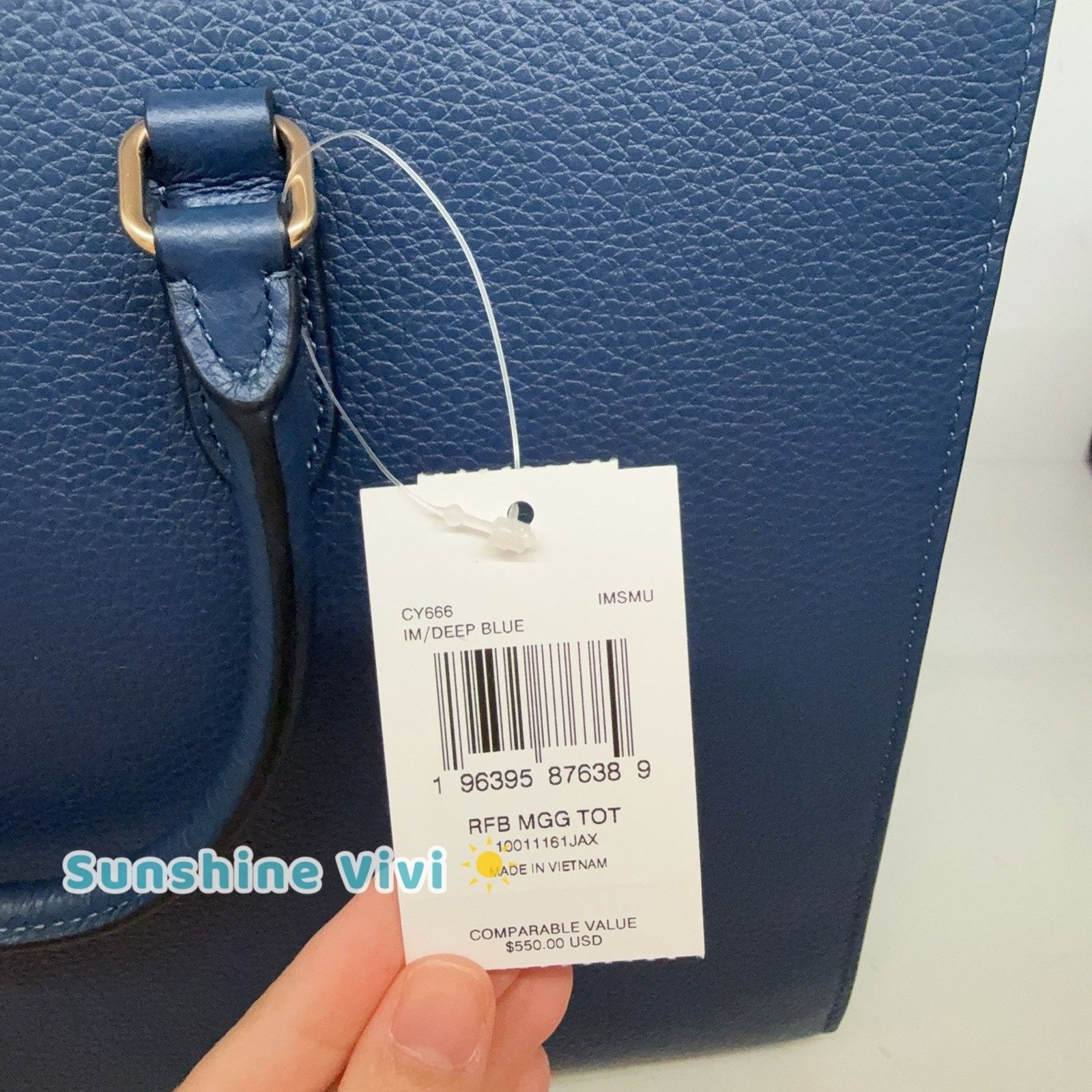 Coach NWT Coach Maggie Tote Bag leather CY666 Gold/Deep Blue Size ONE SIZE - 2 Thumbnail