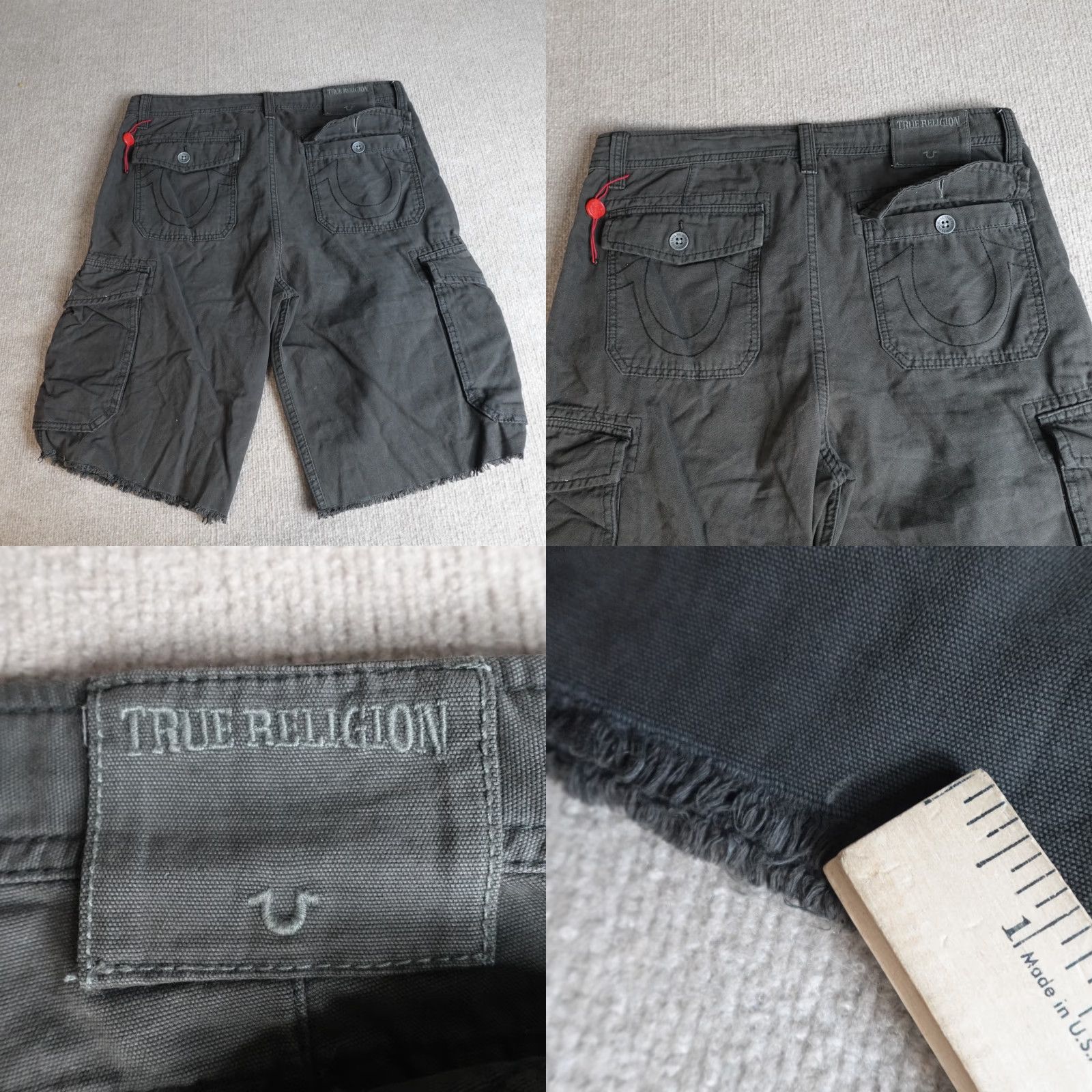 True Religion True Religion Mens Shorts 36 Black Solid Cargo Drawstring Cargo Pocket Pockets Casual Vintage No Size US 36 / EU 52 - 10 Thumbnail
