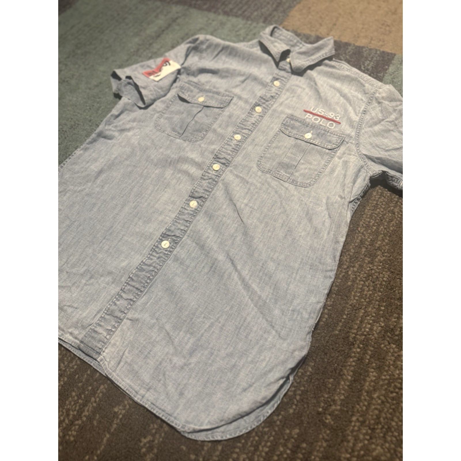Polo Ralph Lauren VINTAGE Polo Ralph Lauren Chambray CP-RL 93 Button Up Shirt Denim Blue Size Small Mens Shirt Regular Short Sleeve Size US S / EU 44-46 / 1 - 4 Thumbnail