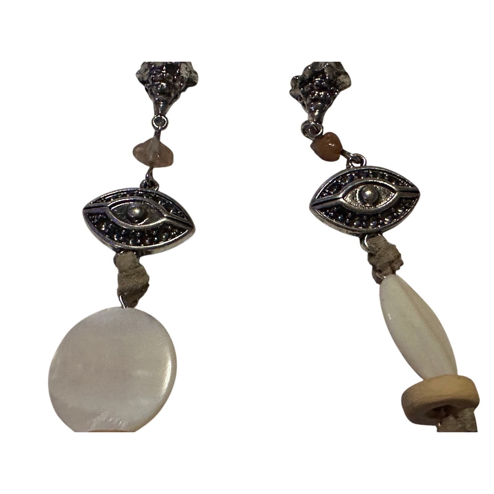 Free People Free People Beaded Dangle Earrings With Evil Eye & Shell Mot Size ONE SIZE - 4 Thumbnail