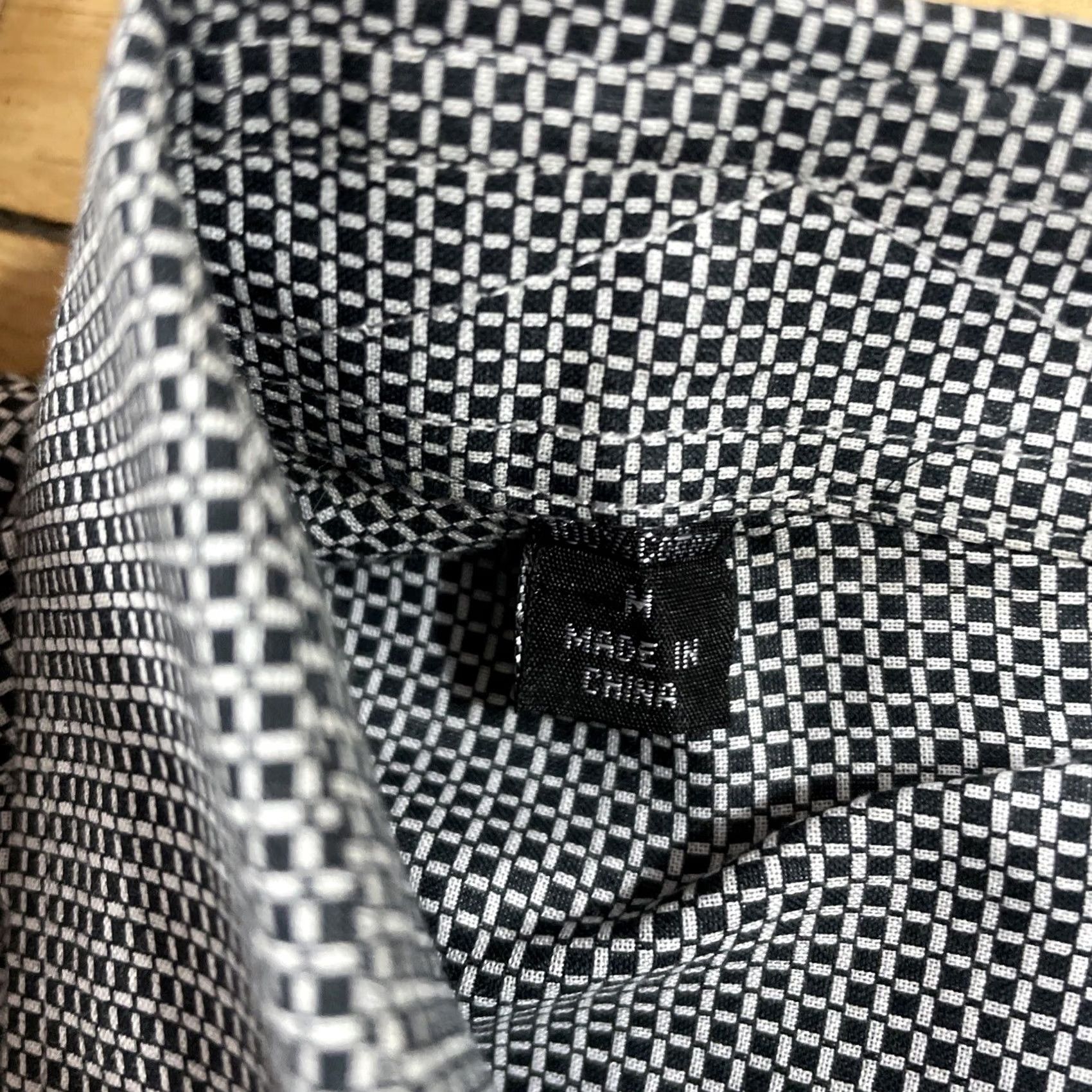 Ike Behar IKE BEHAR New York Pleated Dress Shirt Men M Guayabero Gray Black Check Plaid M Size 40R - 6 Thumbnail