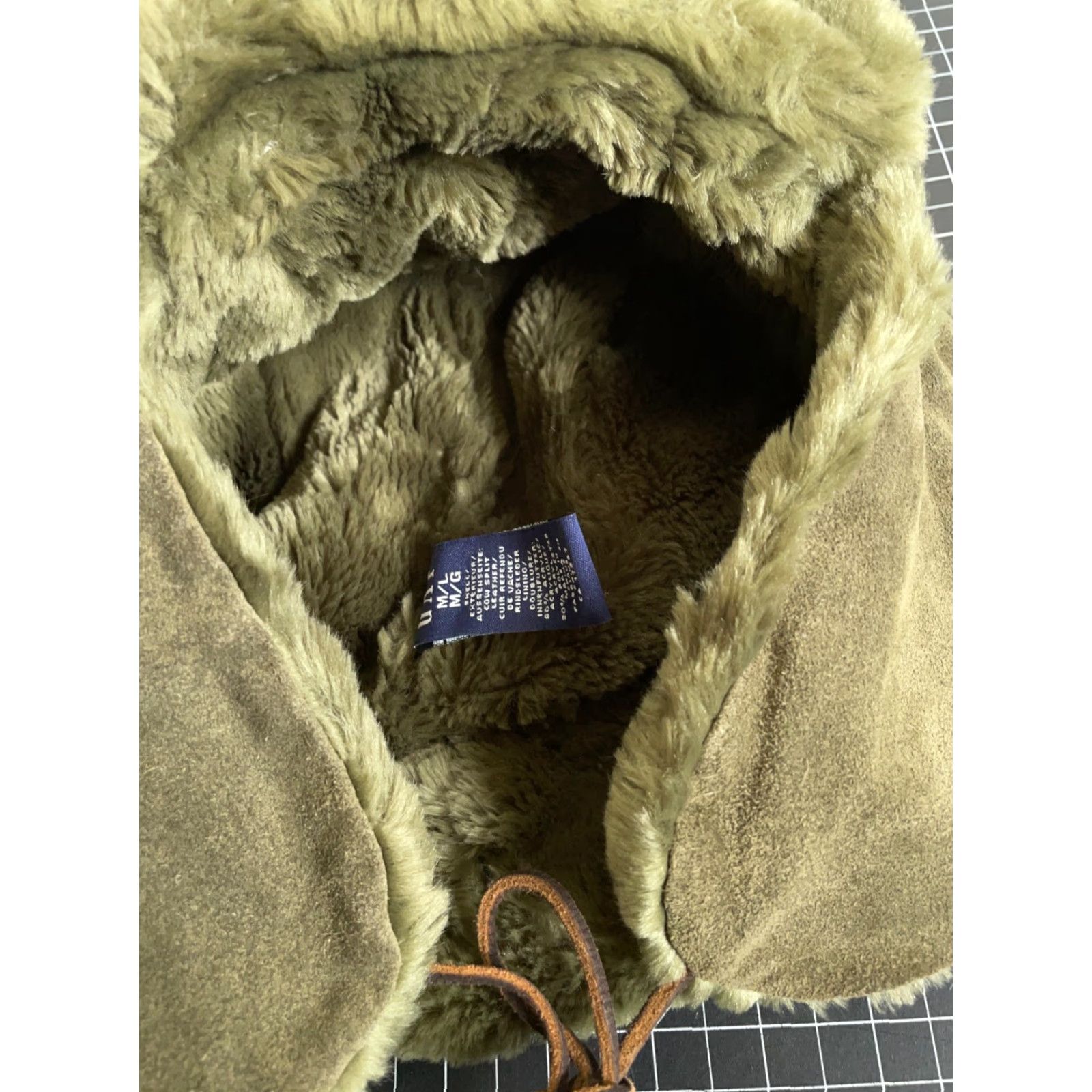Gap Gap Trapper Hat Adult M Olive Green Leather Cow Size ONE SIZE - 4 Thumbnail