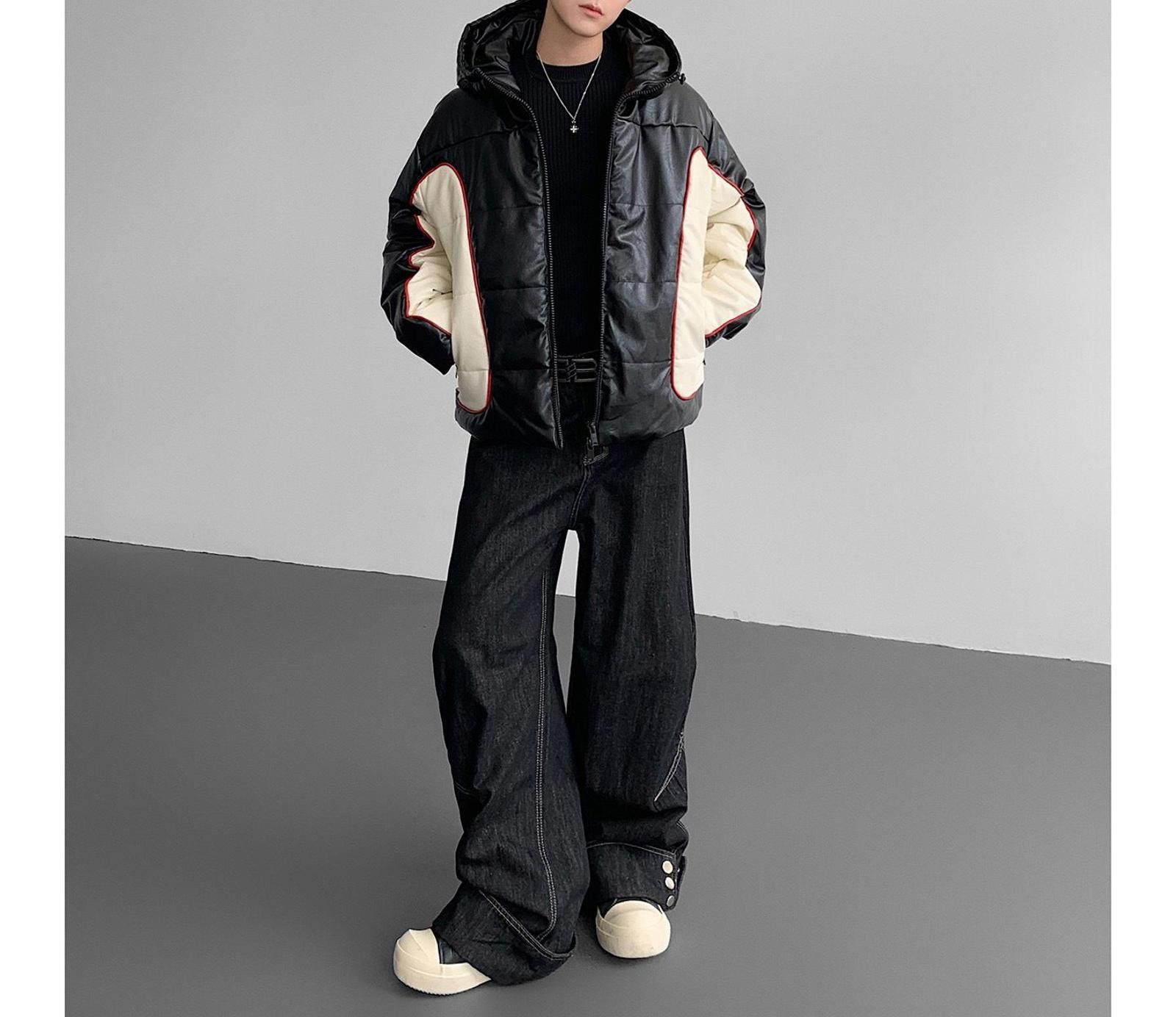 Vintage Black and Cream Puffer Jacket, Oversized Hooded Outerwear Size US M / EU 48-50 / 2 - 1 Thumbnail