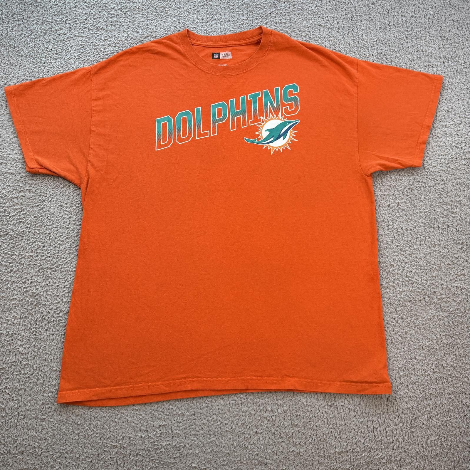 NFL Miami Dolphins NFL Team Apparel Orange Graphic T Shirt Mens Size US XL / EU 56 / 4 - 1 Thumbnail