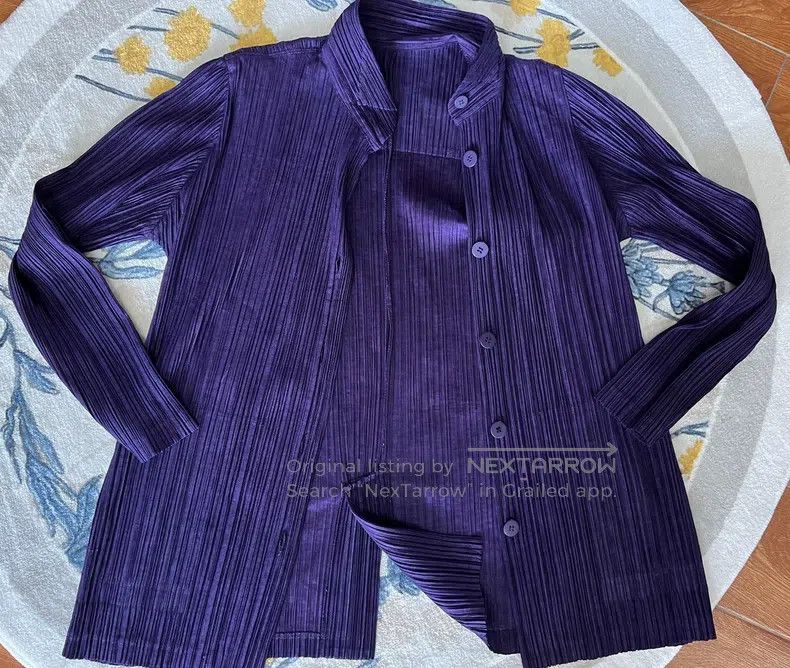 Issey Miyake Issey Miyake Purple Long Coat Size L / US 10 / IT 46 - 3 Thumbnail