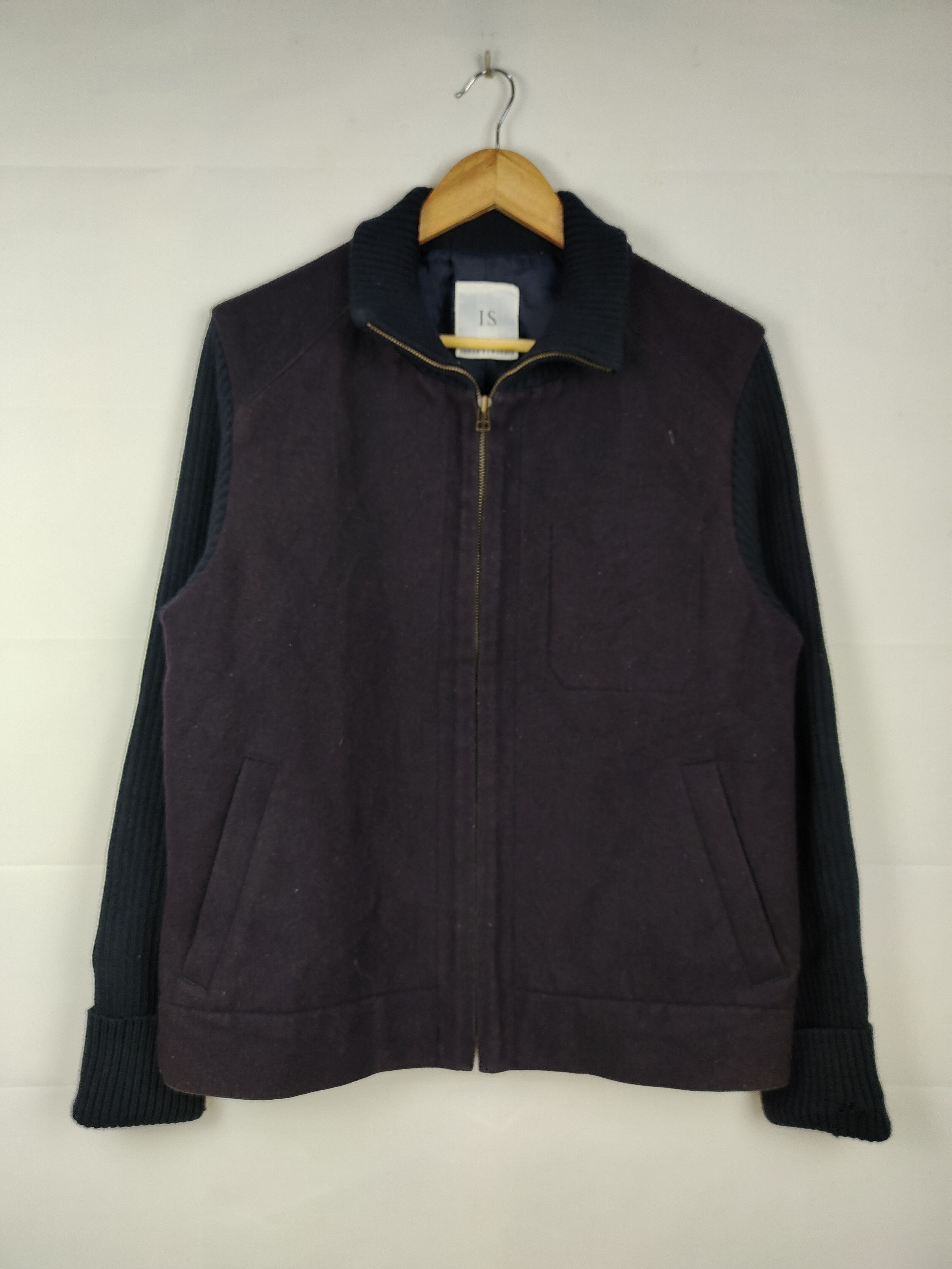 Issey Miyake × Vintage IS Sunao Kuwahara Wool Blend Knit Sleeves Hybrid Jacket Size US M / EU 48-50 / 2 - 1 Thumbnail