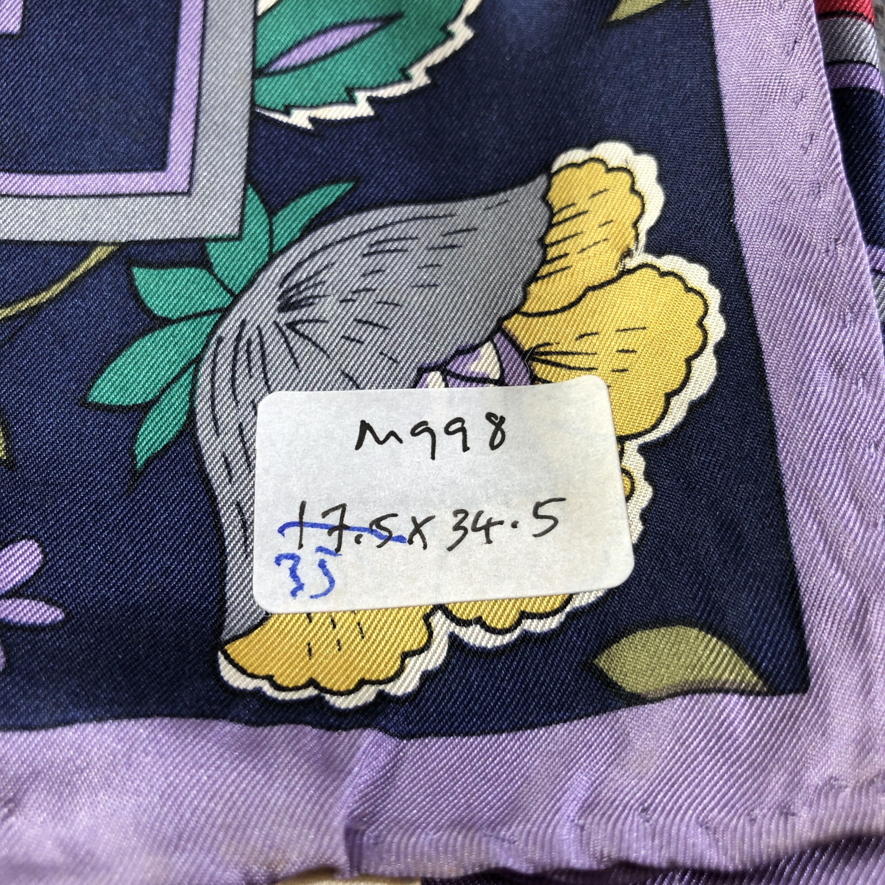 Vintage Floral Silk Scarf Hand Rolled Vintage Accessory M998 Size ONE SIZE - 8 Thumbnail