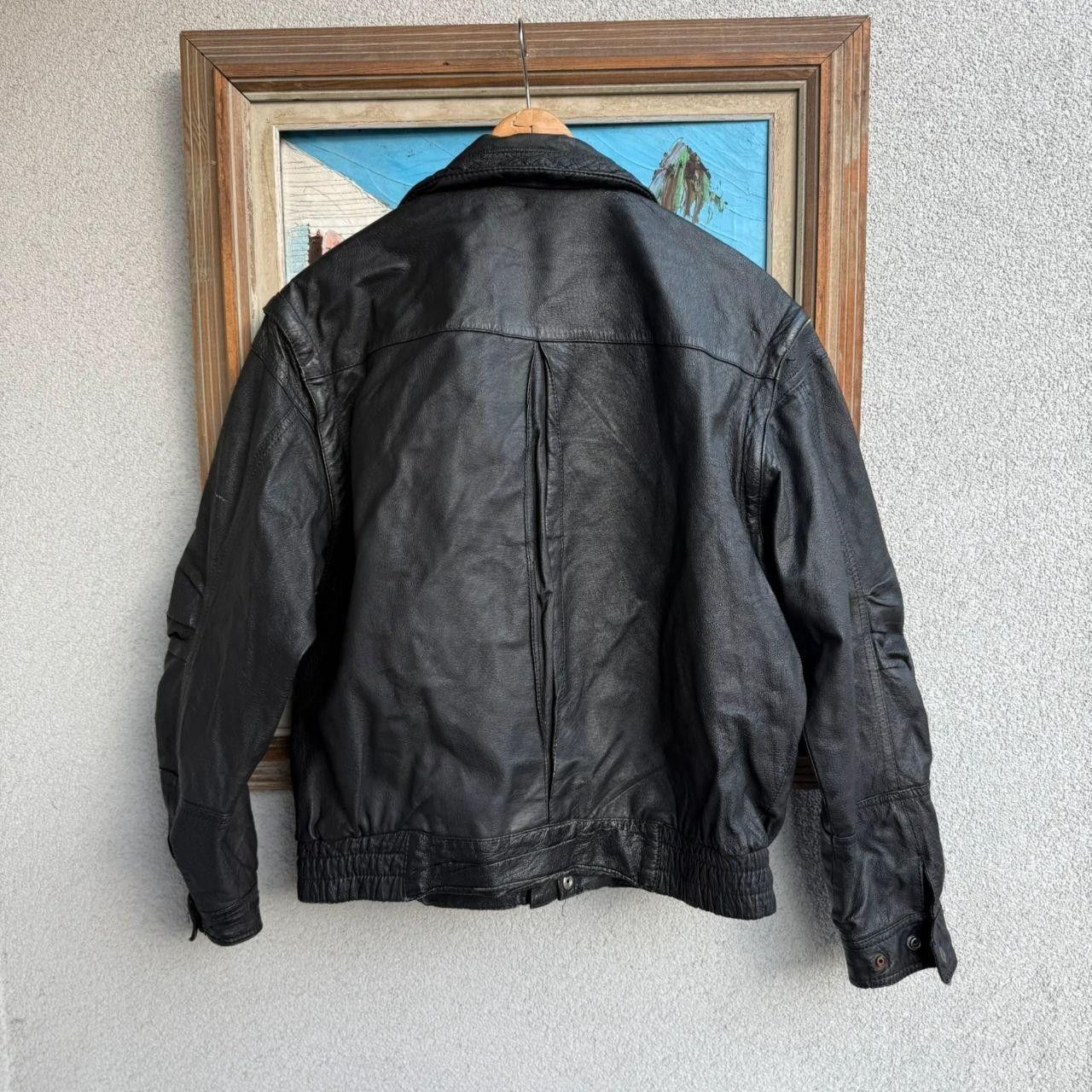 Vintage Vintage 90s Real Leather Jacket Black Cropped Boxy Size US L / EU 52-54 / 3 - 2 Thumbnail