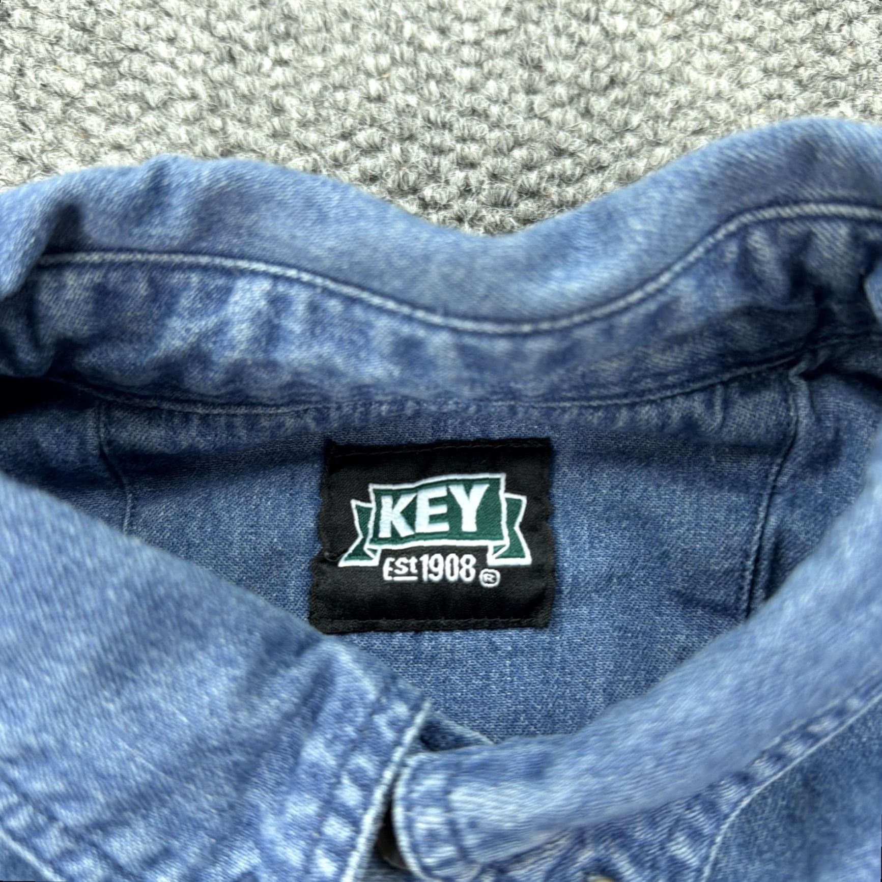 Vintage Key Denim Shirt Mens XL Blue Button-Down Long Sleeve Casual Workwear Western Cotton Pockets Solid Button-Up 90s (if applicable) Mens Size US XL / EU 56 / 4 - 3 Thumbnail